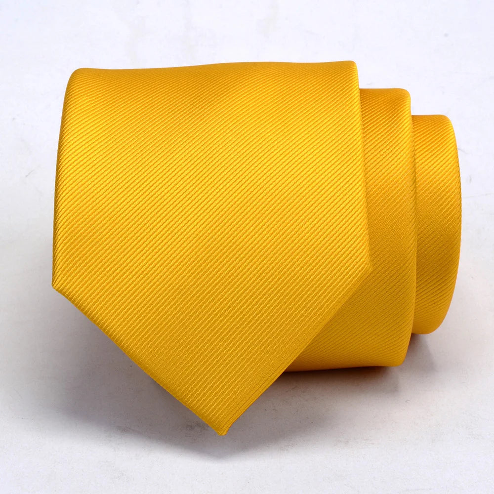 Ricnais New Arrival 2026 Classic Mens Tie Silk 8cm Formal Necktie Solid Gold Red Yellow Ties For Man Business Wedding Gift Party