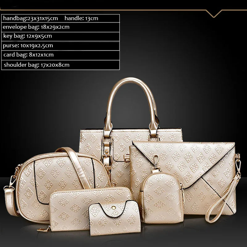 6pcs Handbag Bags for Women 2020 Luxury Fashion Ladies Hand Bags Shoulder Crossbody Envelope Bag Female Tote Purse and Handbags