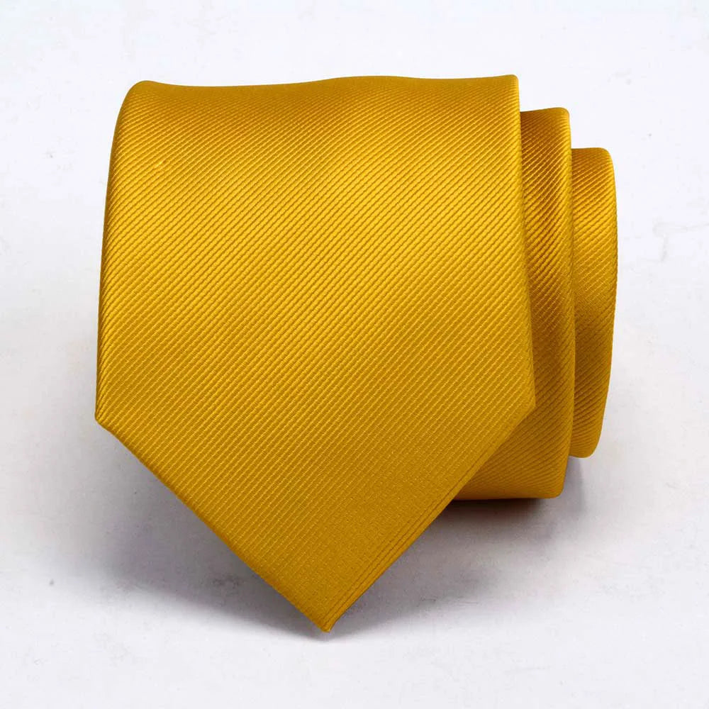 Ricnais New Arrival 2026 Classic Mens Tie Silk 8cm Formal Necktie Solid Gold Red Yellow Ties For Man Business Wedding Gift Party