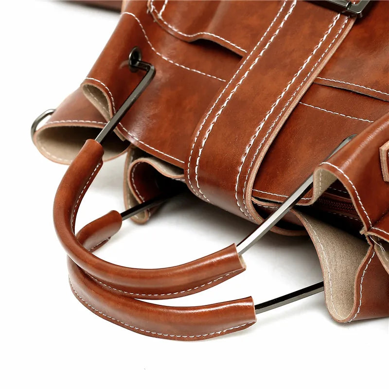 New Large Capacity Composite Bag Women Shoulder Bags Messenger Bright Leather Handbag Soft Crossbody Fashion Ladies Simple Tote