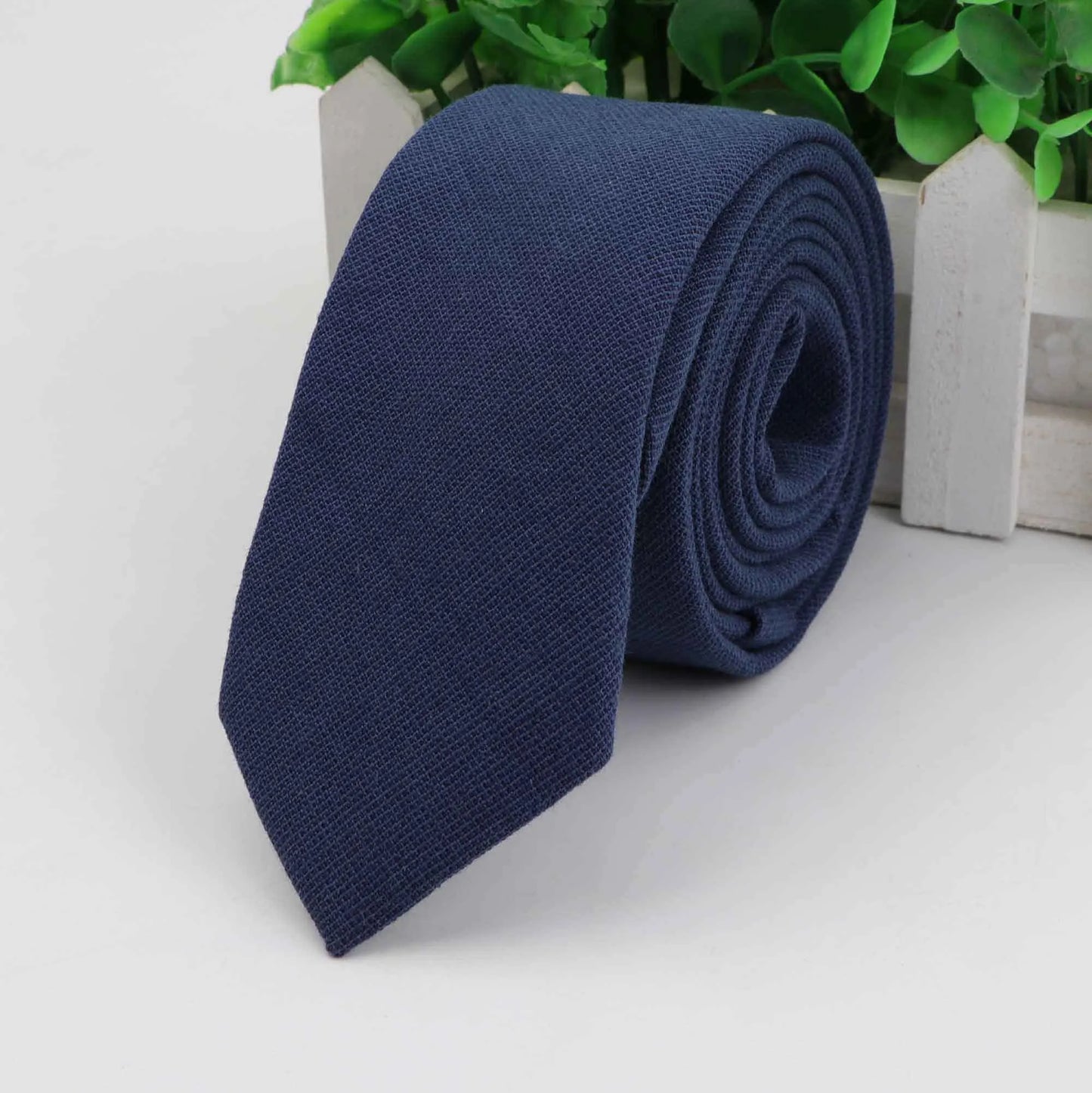 New 2025 Solid Color 6cm Width Tie Cotton Pure Colorful Slim Neckties for Wedding Ties Skinny Groom Necktie for Men