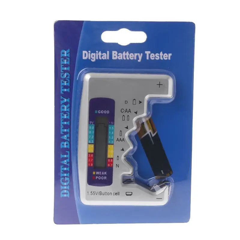 Universal Digital Battery Tester - Capacity Detector for C, D, N, AA, AAA, 9V, 6F22, and 1.55V Button Cell Batteries