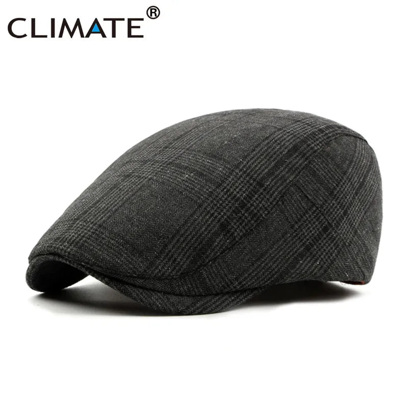 CLIMATE Men Plaid Beret Flat Cap Men Vintage Hat Berets for Men Plaid Casual British Gentleman Beret Retro Flat Caps Beret Hat