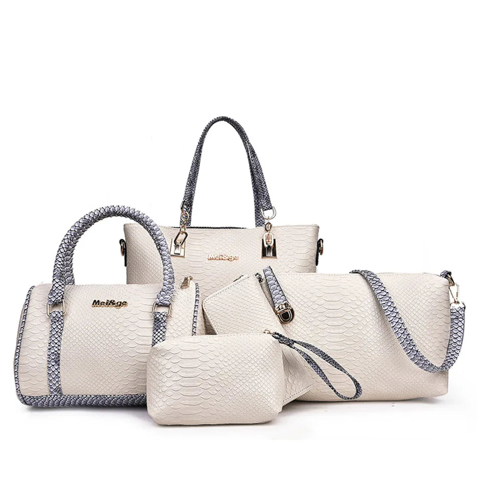 5pcs Bags Set For Women Leather Handbags Fashion Shoulder Crossbody Bag Ladies Handbags Tote Clutch Purse Handbag Composite Bag