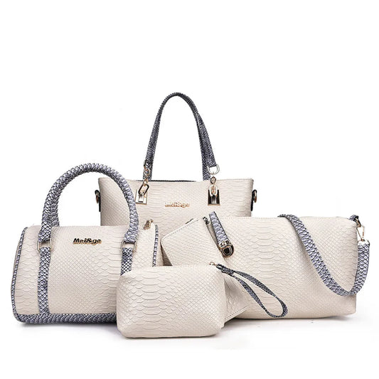 5pcs Bags Set For Women Leather Handbags Fashion Shoulder Crossbody Bag Ladies Handbags Tote Clutch Purse Handbag Composite Bag