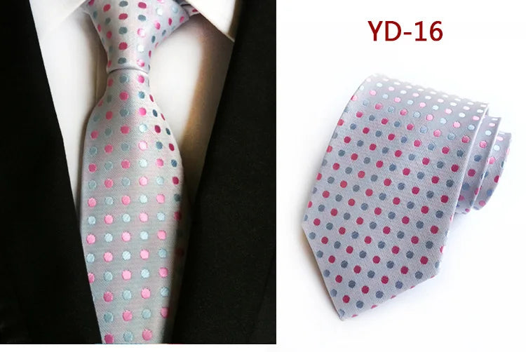 Brand New 2025 New Design Fashion Necktie Orange White Blue Polka Dot Ties for Man Business Wedding Formal NeckTie 8cm Silk Dress Gift Gravata
