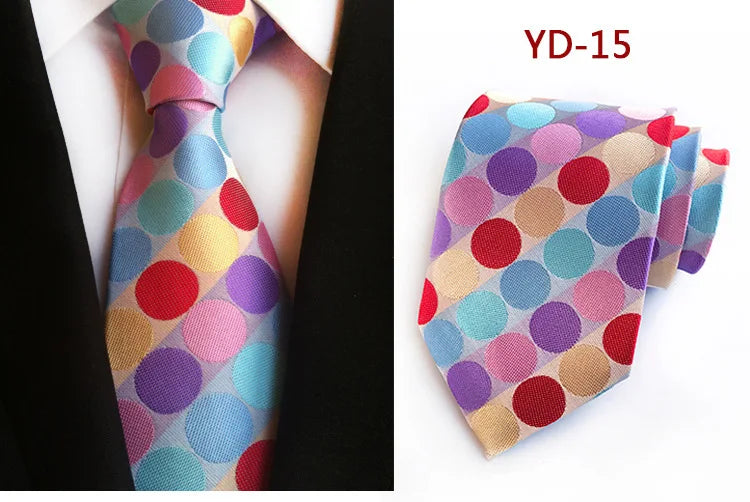 Brand New 2025 New Design Fashion Necktie Orange White Blue Polka Dot Ties for Man Business Wedding Formal NeckTie 8cm Silk Dress Gift Gravata