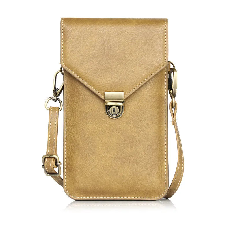 6.5'' Universal Mobile Phone Bag  PU Leather Pouch Crossbody Bags  Double Card Pocket Portable Handbag For iPhone For Samsung