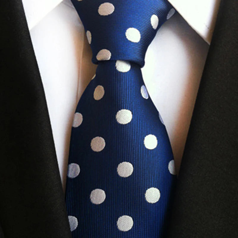 Brand New 2025 New Design Fashion Necktie Orange White Blue Polka Dot Ties for Man Business Wedding Formal NeckTie 8cm Silk Dress Gift Gravata