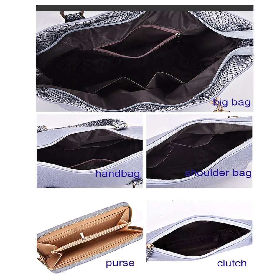 5pcs Bags Set For Women Leather Handbags Fashion Shoulder Crossbody Bag Ladies Handbags Tote Clutch Purse Handbag Composite Bag