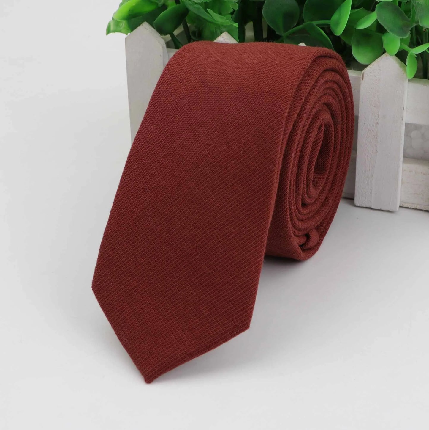 New 2025 Solid Color 6cm Width Tie Cotton Pure Colorful Slim Neckties for Wedding Ties Skinny Groom Necktie for Men