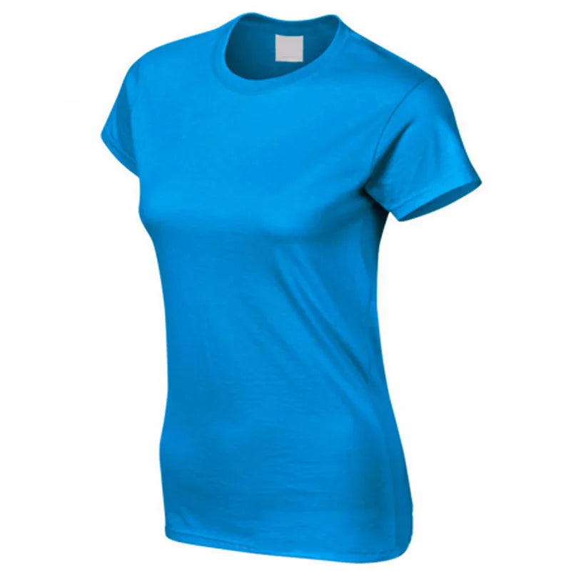 Summer T Shirt 2024 New Brand Women Cotton Short Sleeve Shirt Casual Solid Color Tee Shirt Femme Blusas Femininas Drop Shipping