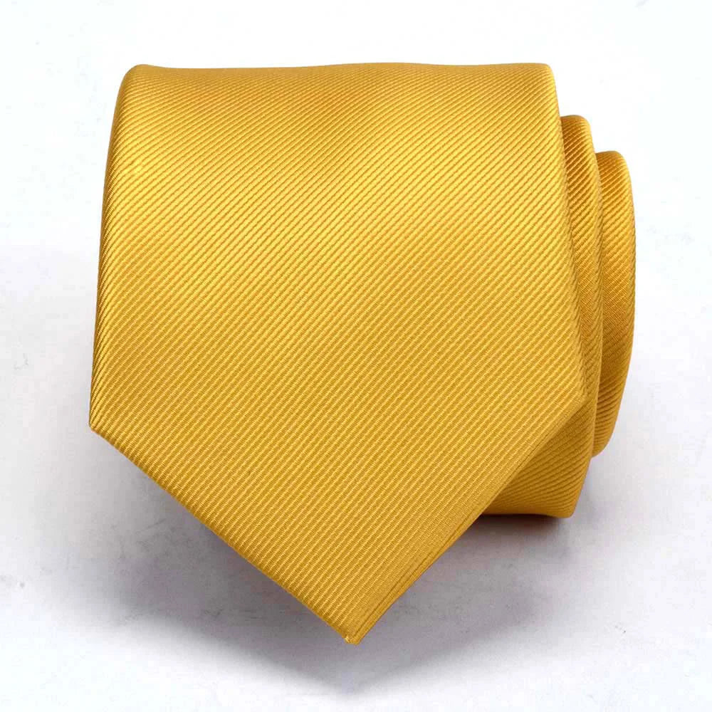 Ricnais New Arrival 2026 Classic Mens Tie Silk 8cm Formal Necktie Solid Gold Red Yellow Ties For Man Business Wedding Gift Party