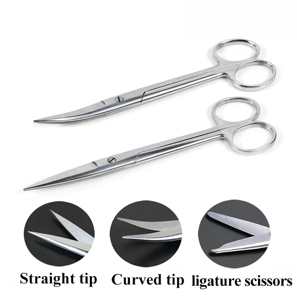 1PCS 10cm 12.5cm 14cm 16cm Straight Curved Scissor Scissors Stainless Steel Equipment Farming Instrument Clinic