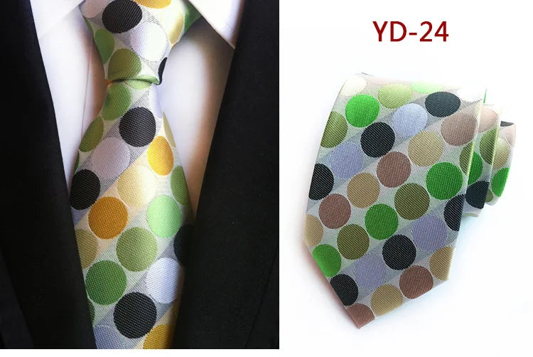 Brand New 2025 New Design Fashion Necktie Orange White Blue Polka Dot Ties for Man Business Wedding Formal NeckTie 8cm Silk Dress Gift Gravata