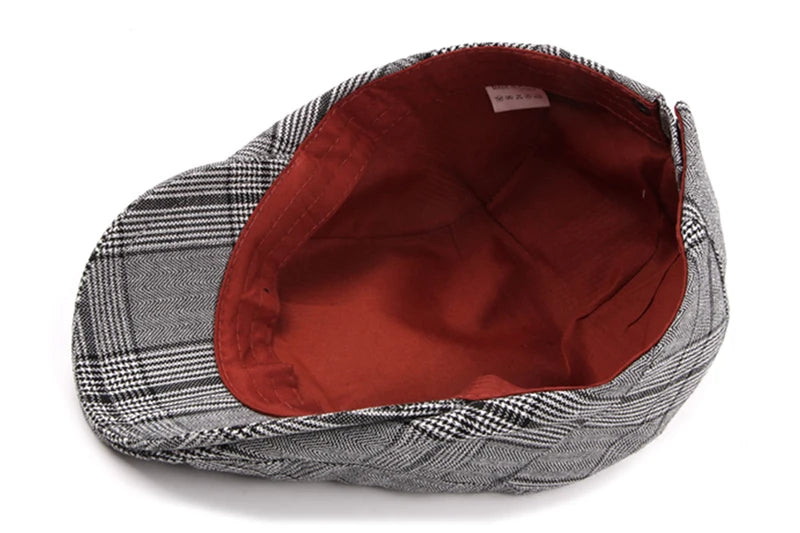 CLIMATE Men Plaid Beret Flat Cap Men Vintage Hat Berets for Men Plaid Casual British Gentleman Beret Retro Flat Caps Beret Hat