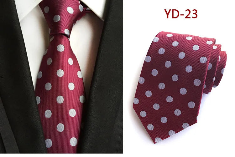 Brand New 2025 New Design Fashion Necktie Orange White Blue Polka Dot Ties for Man Business Wedding Formal NeckTie 8cm Silk Dress Gift Gravata
