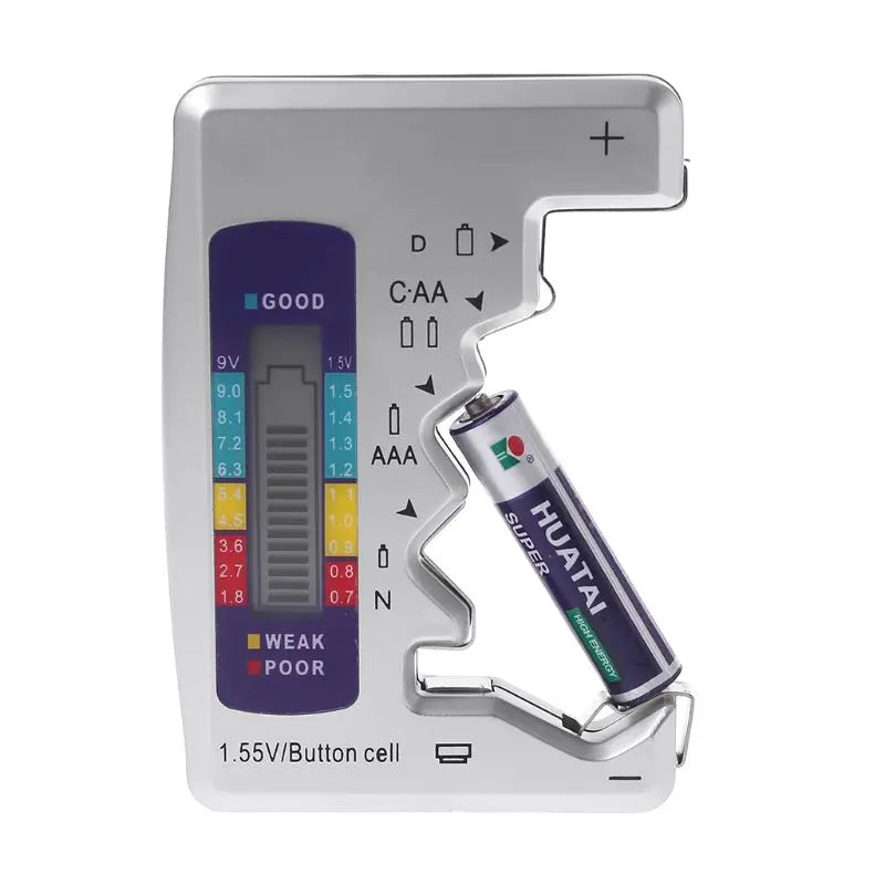 Universal Digital Battery Tester - Capacity Detector for C, D, N, AA, AAA, 9V, 6F22, and 1.55V Button Cell Batteries