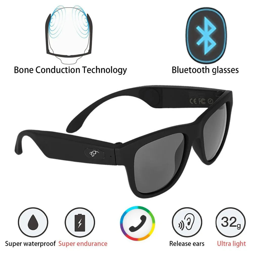 NEW 2024-2025 G1 Bone Conduction Bluetooth Earphone Smart Sport Sunglasses Wireless Stereo Music Sunglasses Sports Headset Headphone