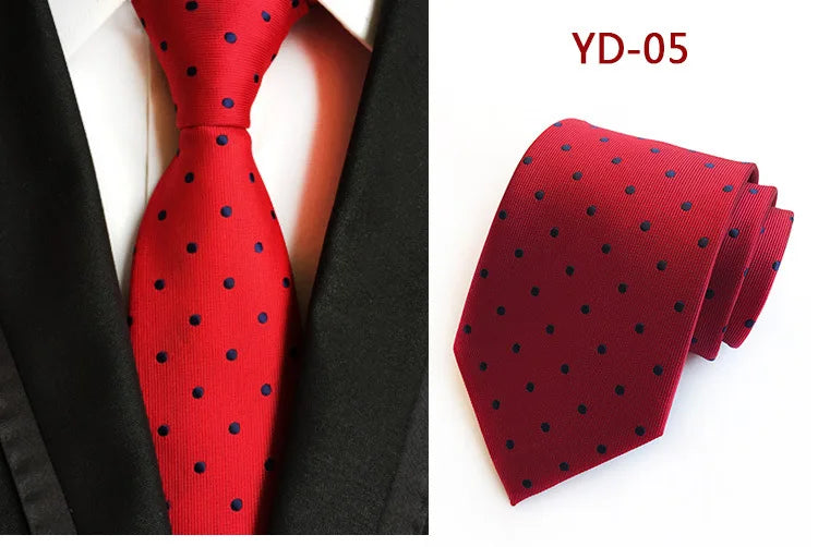 Brand New 2025 New Design Fashion Necktie Orange White Blue Polka Dot Ties for Man Business Wedding Formal NeckTie 8cm Silk Dress Gift Gravata