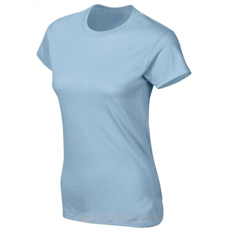 Summer T Shirt 2024 New Brand Women Cotton Short Sleeve Shirt Casual Solid Color Tee Shirt Femme Blusas Femininas Drop Shipping