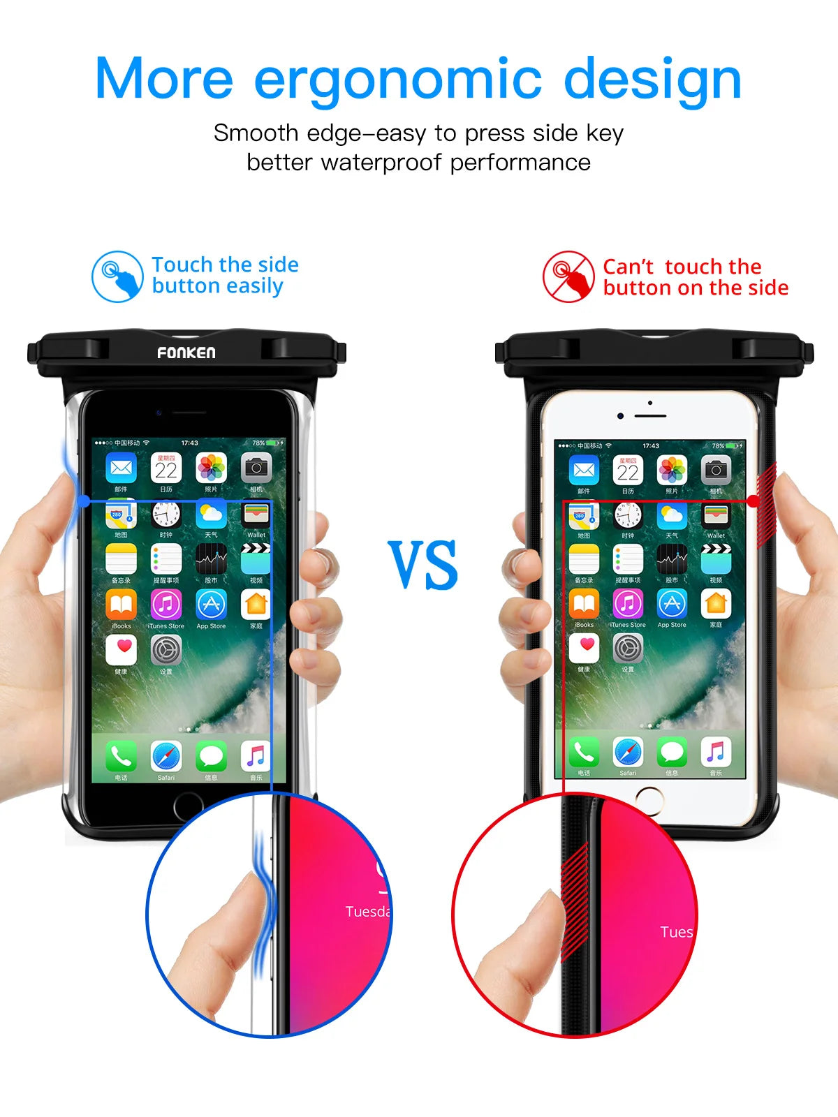 Brand New 2025 FONKEN Full Transparent Waterproof Case for Iphone Xiaomi Samsung Dry Bag Underwater Watch Case Swimming Pouch Mobile Cover Bag