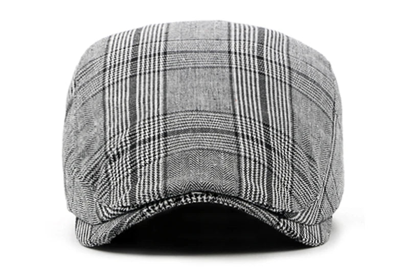 CLIMATE Men Plaid Beret Flat Cap Men Vintage Hat Berets for Men Plaid Casual British Gentleman Beret Retro Flat Caps Beret Hat