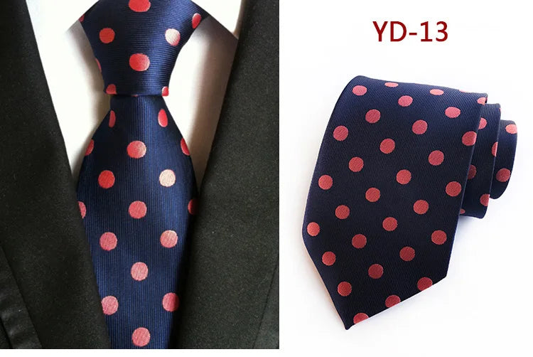 Brand New 2025 New Design Fashion Necktie Orange White Blue Polka Dot Ties for Man Business Wedding Formal NeckTie 8cm Silk Dress Gift Gravata