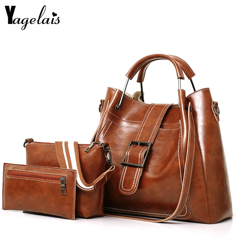 New Large Capacity Composite Bag Women Shoulder Bags Messenger Bright Leather Handbag Soft Crossbody Fashion Ladies Simple Tote