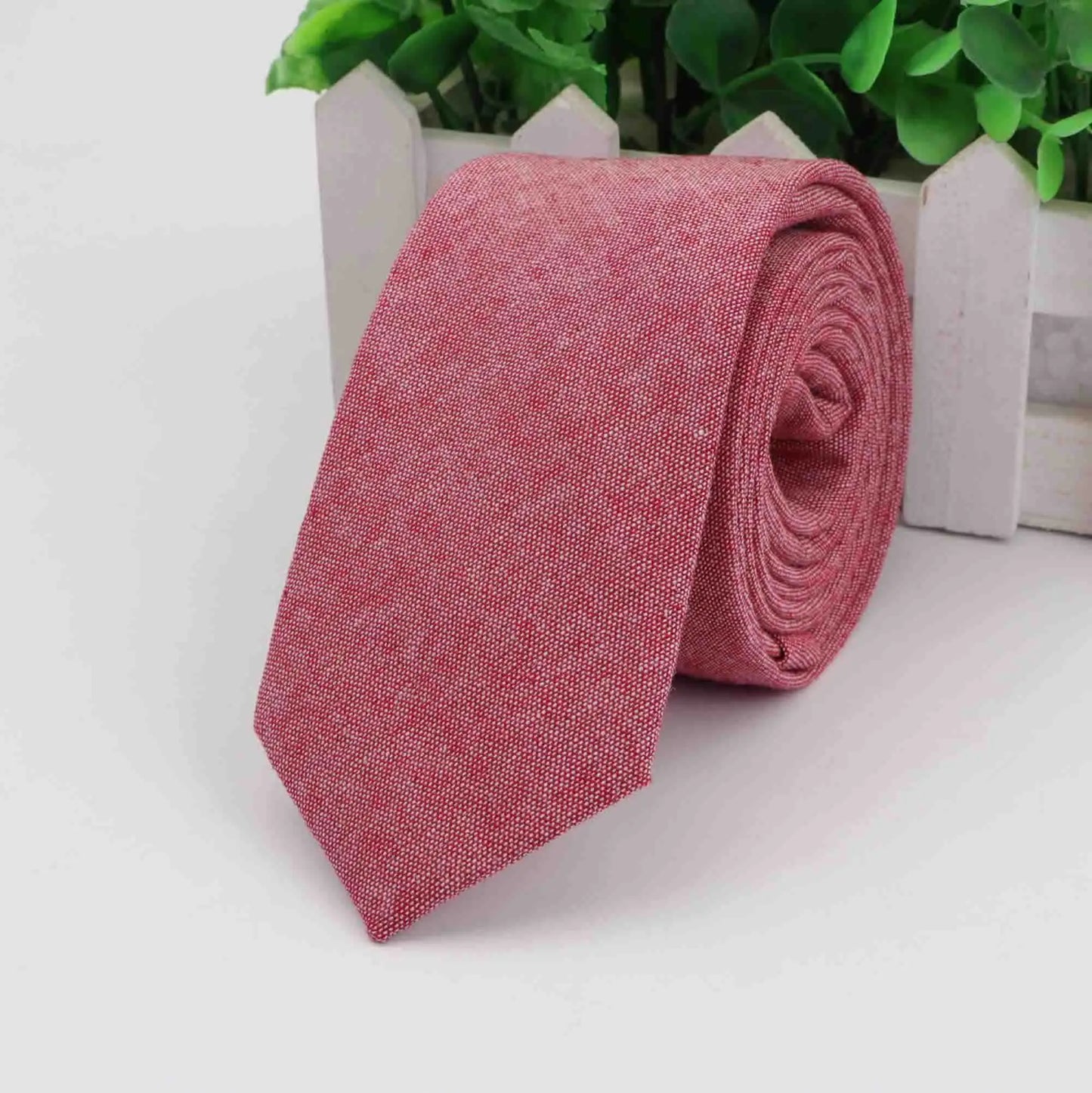 New 2025 Solid Color 6cm Width Tie Cotton Pure Colorful Slim Neckties for Wedding Ties Skinny Groom Necktie for Men