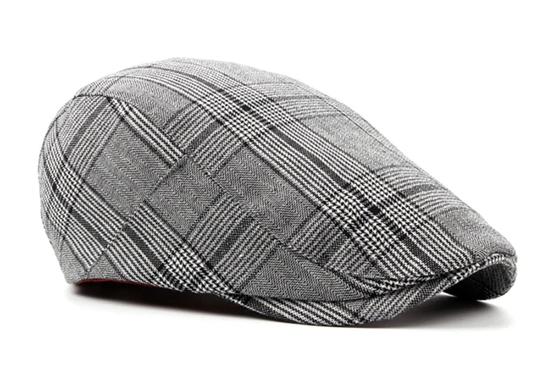 CLIMATE Men Plaid Beret Flat Cap Men Vintage Hat Berets for Men Plaid Casual British Gentleman Beret Retro Flat Caps Beret Hat