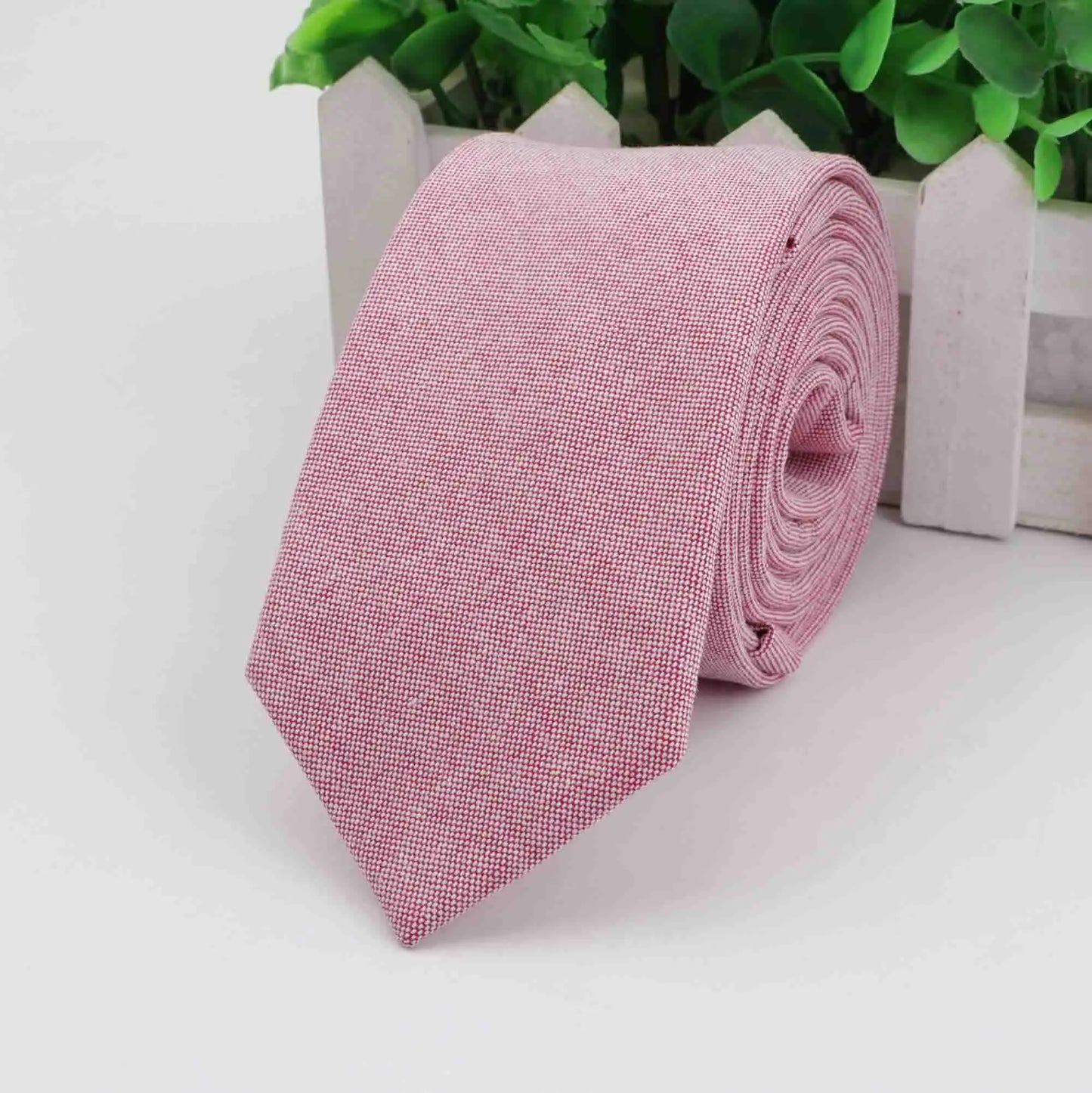 New 2025 Solid Color 6cm Width Tie Cotton Pure Colorful Slim Neckties for Wedding Ties Skinny Groom Necktie for Men