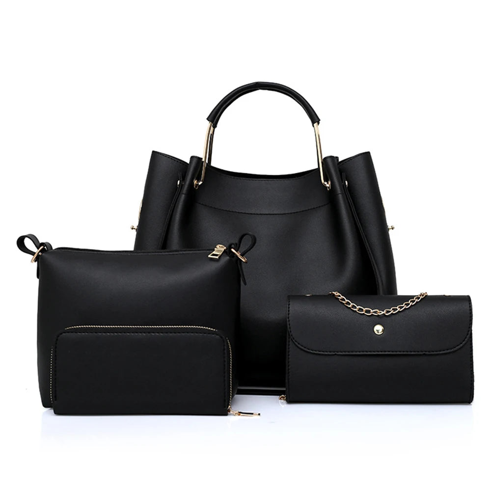 AMAZONY 2024 , 4pcs Women Bag PU Leather Handbag Fashion Designer Crossbody Shoulder Bag Large Capacity Ladies Tote Hand Bags Purse Sac Femme