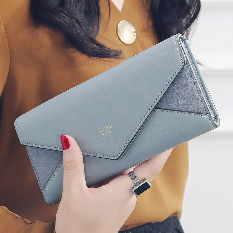 2024 Fashion aliwood Brand 3 Fold Women's Wallet Designer Envelope Clutch For Women Hasp Money Clip Leather Female Long Wallet Phone Pocket