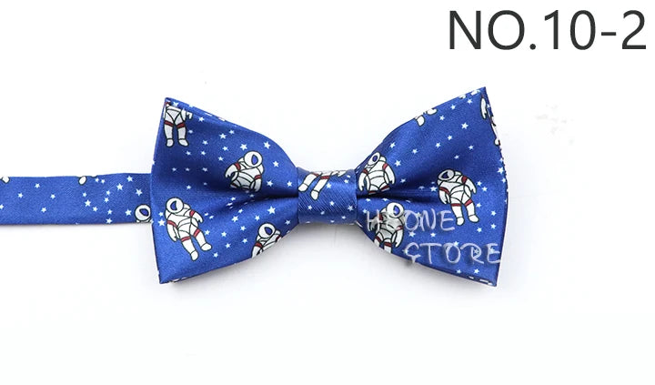 2025 New Men Bow Ties 100% Microfiber Jacquard Woven Blue Cartoon Animal Pattern Bowtie For Party Wedding Festival Family Gift