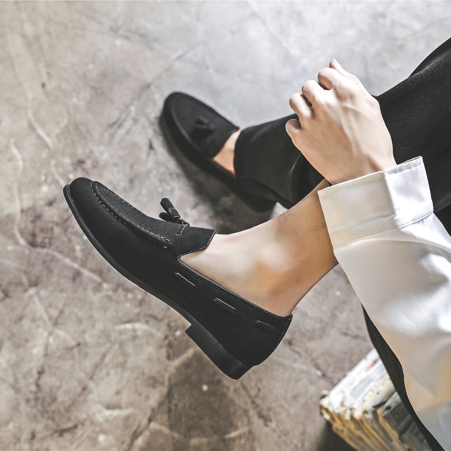 Size 14 Slip on Black Color Fashion Men Dress Shoes Wedding Party Footwear Men Tassels Loafers Shoes