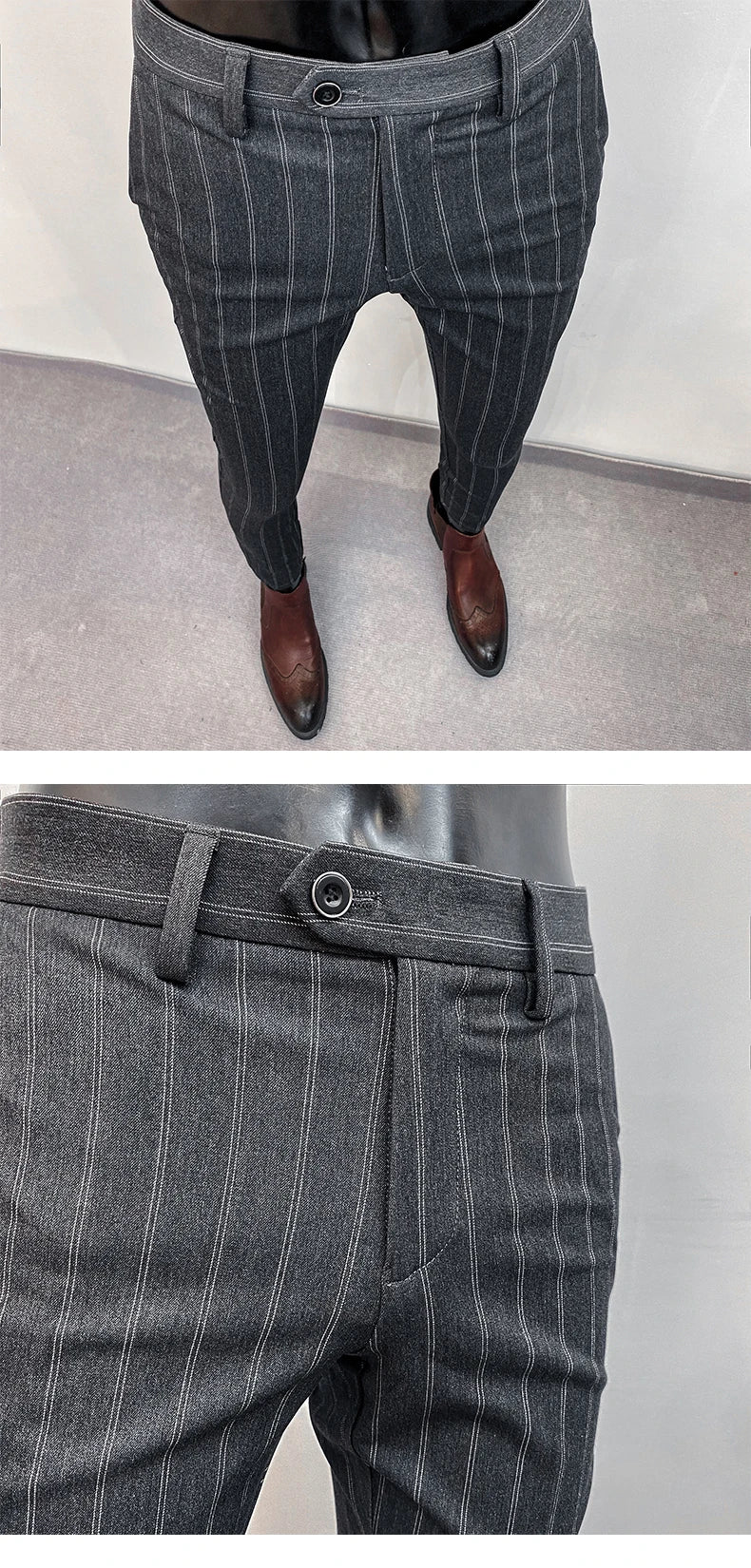 Men Suit Pants Formal Trousers Pantalone Hombre Stretch Slim Solid Color Casual Dress Full Length Pants Fashion New Men Clothing- FREE Laptop Stand is offer if you buy a pant