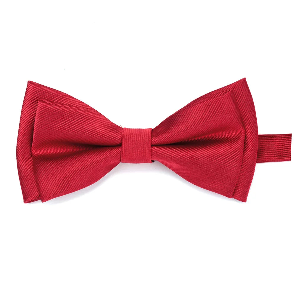 GUSLESON Mens Solid Color Two Layer Pre-tied Bow Tie Red Black Purple Gold Blue Yellow Green Bowtie for Wedding Party Business