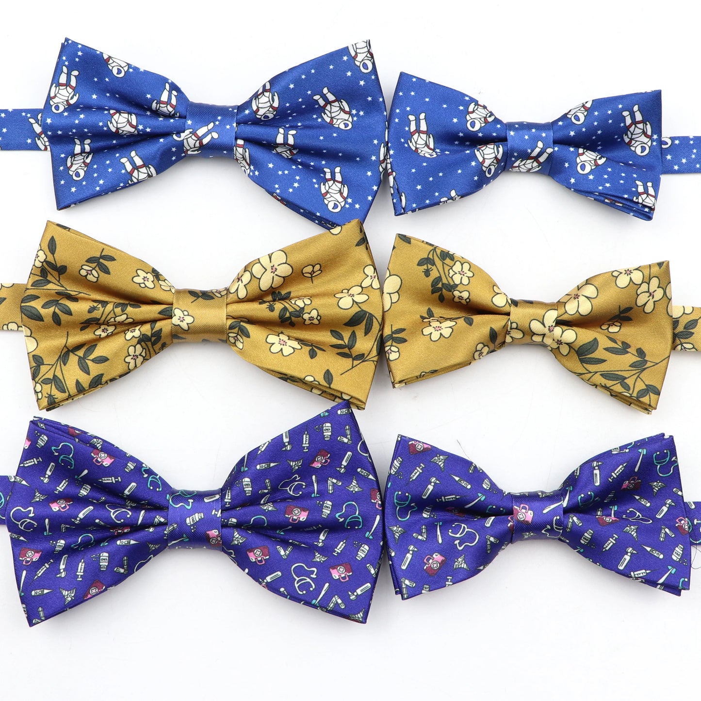 2025 New Men Bow Ties 100% Microfiber Jacquard Woven Blue Cartoon Animal Pattern Bowtie For Party Wedding Festival Family Gift