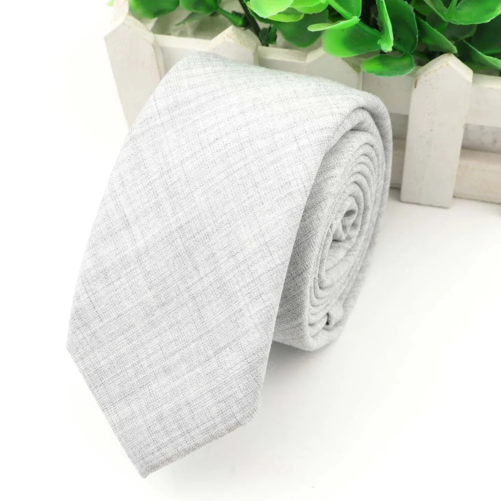 New 2025 Solid Color 6cm Width Tie Cotton Pure Colorful Slim Neckties for Wedding Ties Skinny Groom Necktie for Men