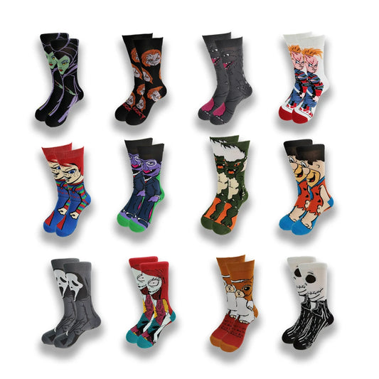 Movie Character Print Crazy Socks Funny Cartoon Novelty Socks Cotton Street Style Thin Summer Dress Novetly  Socks