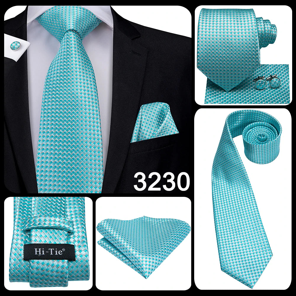 New 2025 Clasic Grey Tie for Men Silk Fabric Jacquard Woven Tie Hanky Cufflinks Set for Men Designer Fashion Silk Ties SN-1466