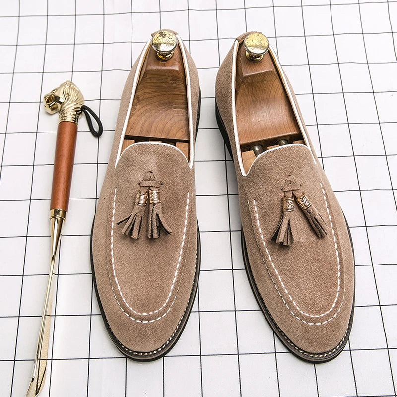 Suede Leather Size 13 Casual Shoes Comfortable Formal Slip on Men Tassels Loafers Shoes
