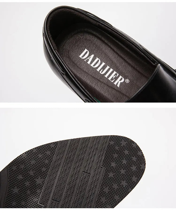 Men Fringe Loafers 38-48 Slip On Casual Spring Autumn Black Brogues moccasins Walking Shoes Genuine Leather Fashion Boys Flats