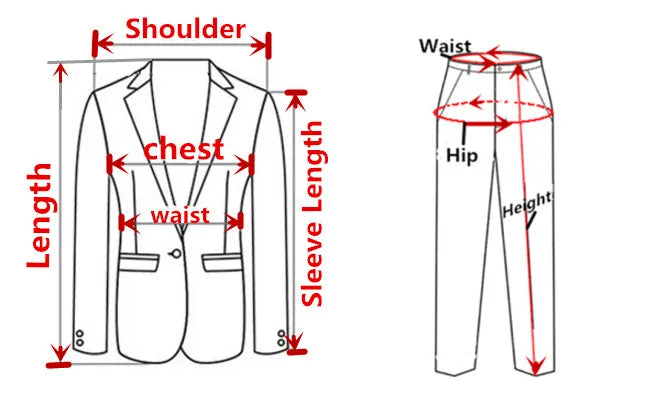 Black Men's Suit 3 Pieces, Business Wedding Terno Masculino, Fashion Slim Fit Costume Homme, Blue Red Gray, Asian Size M-4XL 5XL