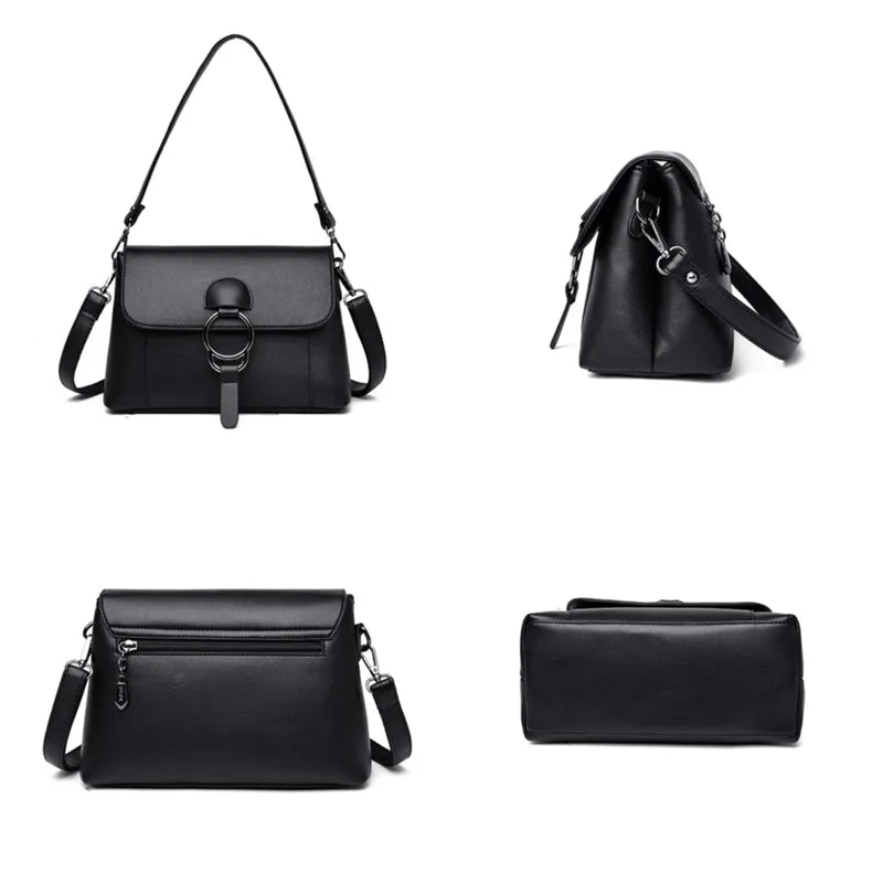 AMAZONY 2024 Women Leather Shoulder Bag Messenger Bag Shopping Handbag Female Travel Casual Purse Crossbody Bags Ladies Tote