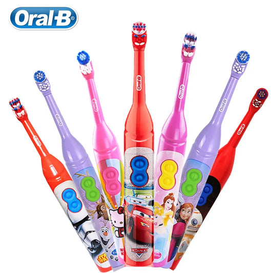 Oral B Kid Electric Toothbruh Powered by AA Batery 7200 Times Rotation Type Deep Oral Clean Gum Crare Disney Cartoon Tooth Brush