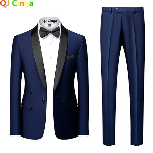 Black Men's Suit 3 Pieces, Business Wedding Terno Masculino, Fashion Slim Fit Costume Homme, Blue Red Gray, Asian Size M-4XL 5XL