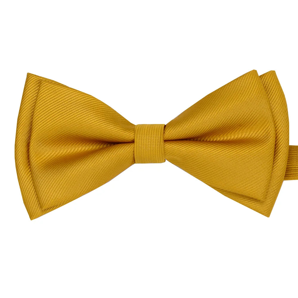 GUSLESON Mens Solid Color Two Layer Pre-tied Bow Tie Red Black Purple Gold Blue Yellow Green Bowtie for Wedding Party Business