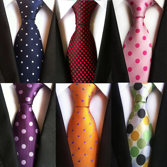 Brand New 2025 New Design Fashion Necktie Orange White Blue Polka Dot Ties for Man Business Wedding Formal NeckTie 8cm Silk Dress Gift Gravata